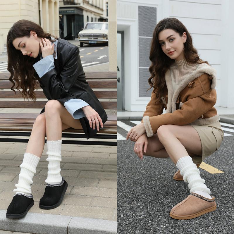 Women's Platform Slippers for Women  Indoor and Outdoors Slippers Slip On Fur Fleece Lined Suede Short Ankle Boots Indoor and Outdoor Furry Warm House Slippers Anti-Slip Boot for Outdoor