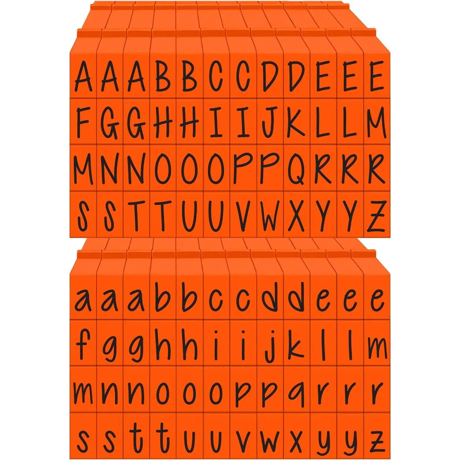 V2 Alphabet Stamps Clickable - Connectable Orange Crush Font (48 Uppercase & 48 Lowercase, 4 Blanks 100 pc Medium Size)