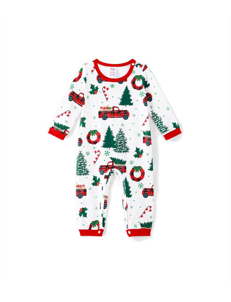 PatPat Christmas Pajamas Soft & Stretchy Family Matching  Long Sleeve Sets Christmas Cars Patterned Sleepwear for Women Men Couples Adult Kids,Cute Pajama,Cozy Pajamas ,Flame Resistant,autumntok,wintertok,BFCM Early Bird