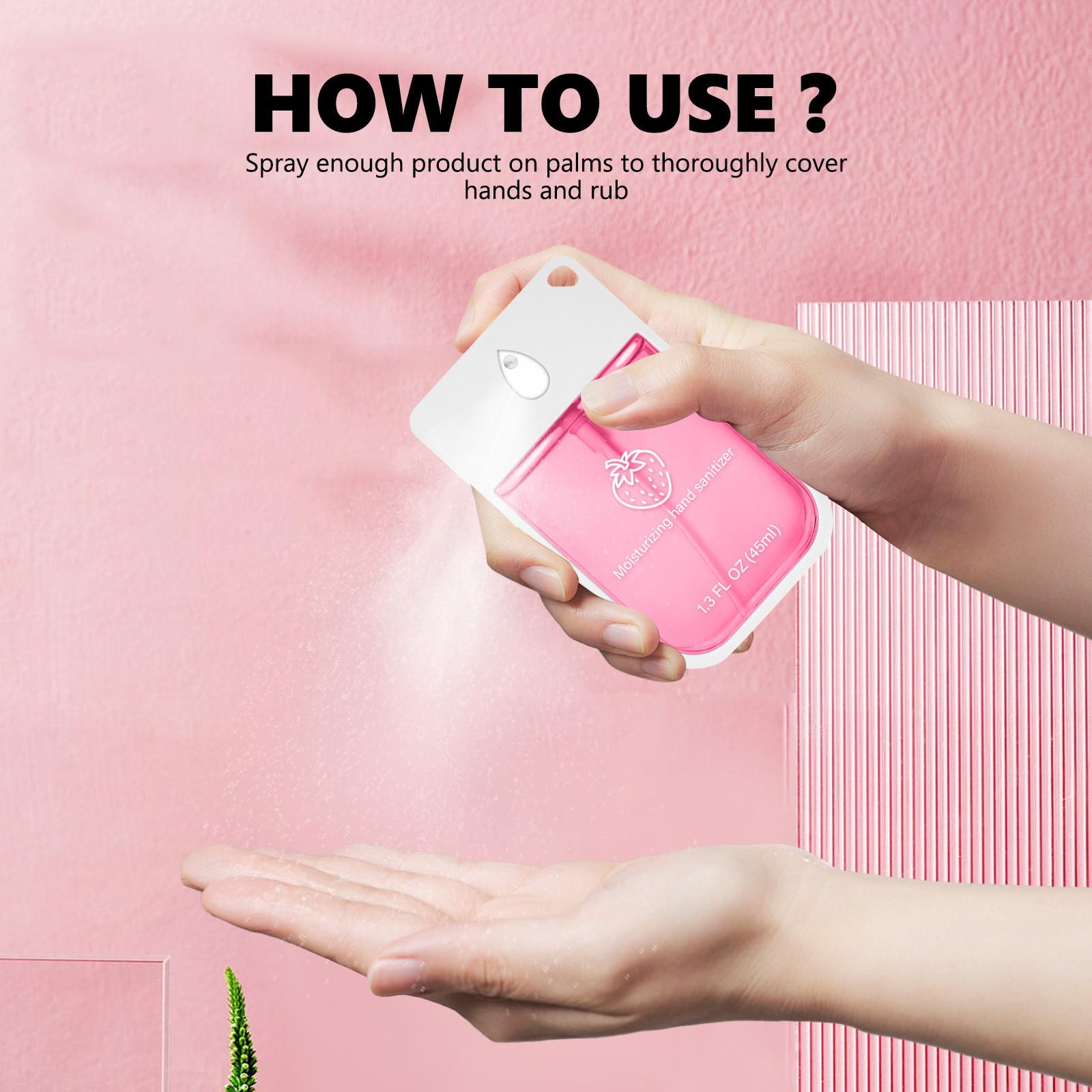 Strawberry-scented hand sanitizer spray, moisturizing strawberry-scented hand spray, travel-sized bottle, portable household hand sanitizer spray, refreshing, deodorizing, germ-killing, Antibacterial, cleaning spray, Personal hygiene