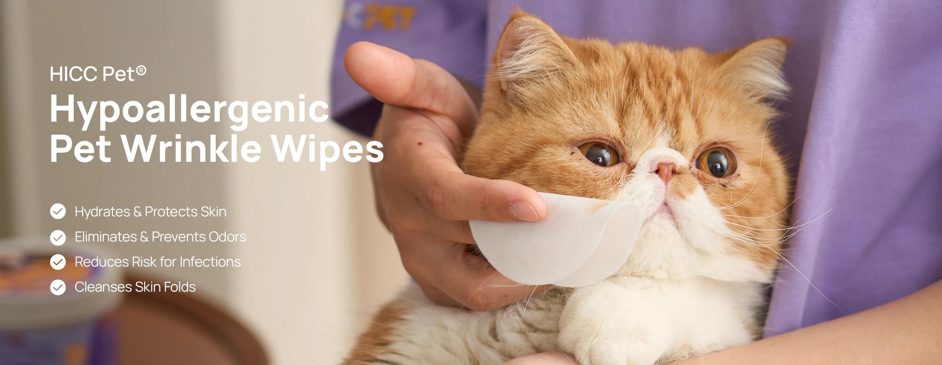 HICC PET Wrinkle Wipes for Dog & Cat, Cleaning Deodorizing Hypoallergenic Coconut Oil Nourish Fur Grooming Pet Wipes, Great for Pugs, Bulldogs & Any Breed - 100 Count Removal #TikTokShopLaborDaySale #petlife