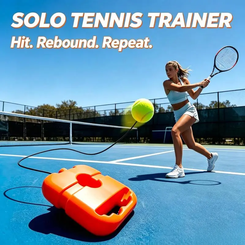 Tennis Trainer Rebound Ball with String, Solo Practice Trainer for Beginners & Adults, Portable Tennis Training Equipment with Fillable Base, Anti-Tangle Design.
