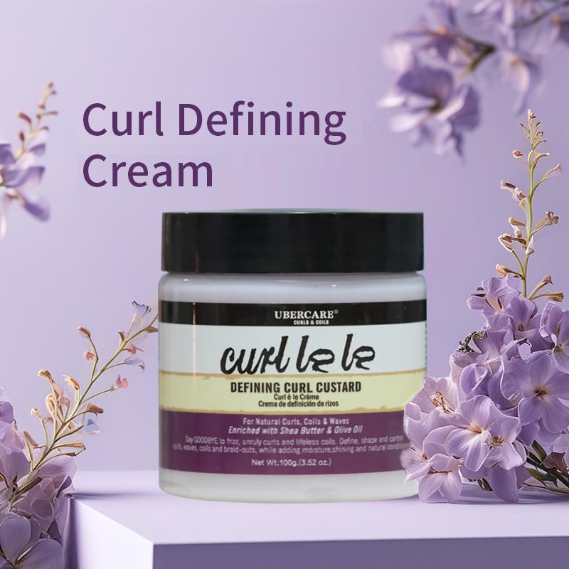 100g/3.5oz Defining Curl Custard, Curl Defining Cream with Shea Butter and Olive Oil for Long-lasting Control and Definition to Curls, Coils, Waves, Frizzy Hair and Braid Outs, Moisturizes and adds Shine, for Travel, Camping, Outdoor