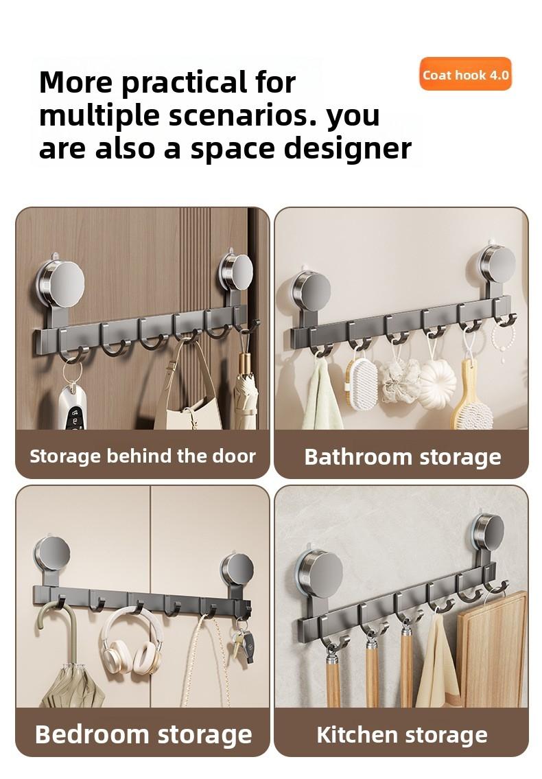 Strong Hold Suction Cup Hook, No-Drill Wall Mount Organizer, Ideal for Bathroom & Bedroom Storage, Holds Clothes Towels Robes