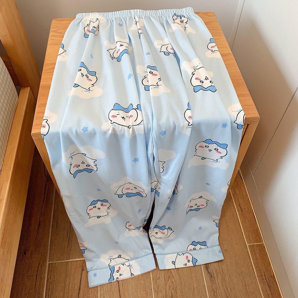 New Chiikawa Hachiware Usagi Kawaii Anime Cartoon Pajamas Long Sleeves Trousers Fashion Trend Pure Cotton Comfortable and Soft