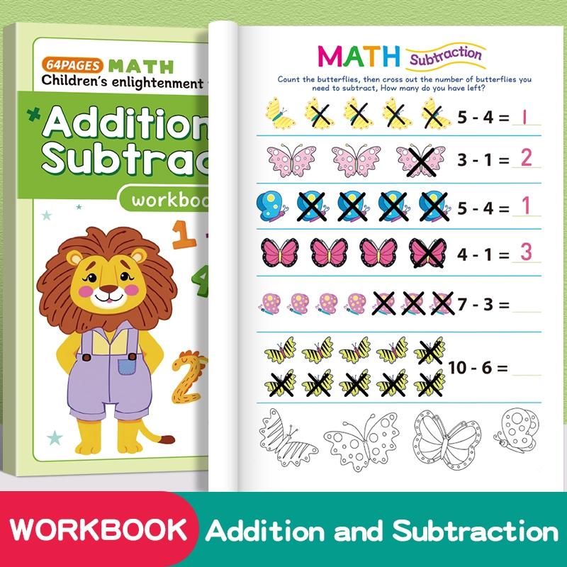 64 Page Math Practice Book, Repeated Tracing Numbers 1-10, Early Education Addition Subtraction, Cartoon Monster Theme, Easter Christmas Gift