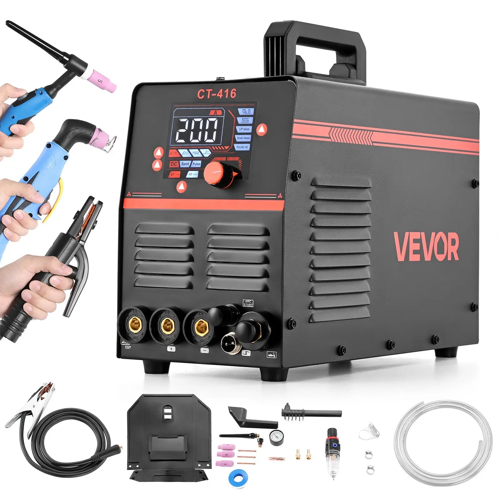VEVOR 3-in-1 Plasma Cutter Welder Combo - CUT/TIG/MMA, 50A Non-Contact Cutting Machine 200A TIG Stick Welder, Digital 110/220V Dual Voltage with 2T/4T/PA/PT Function for Home Repairs Workshops