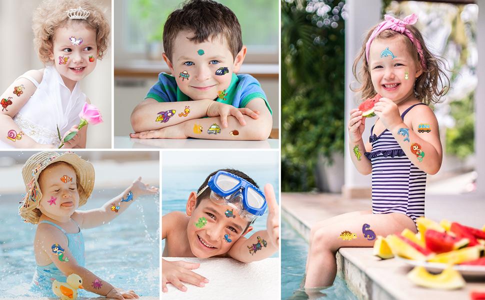 Temporary Tattoos for Kids, 300+ Mixed Styles Temporary Tattoos Stickers Set for Girls and Boys, Space Dinosaur Animals Butterfly Temporary Tattoos for Kids Birthday Party Supplies
