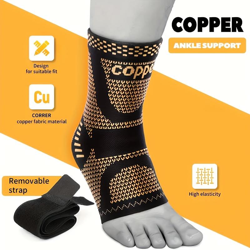 Adjustable Copper Compression Ankle Brace Support Sleeves, Breathable Strap for Running Fitness Sports, 2pcs