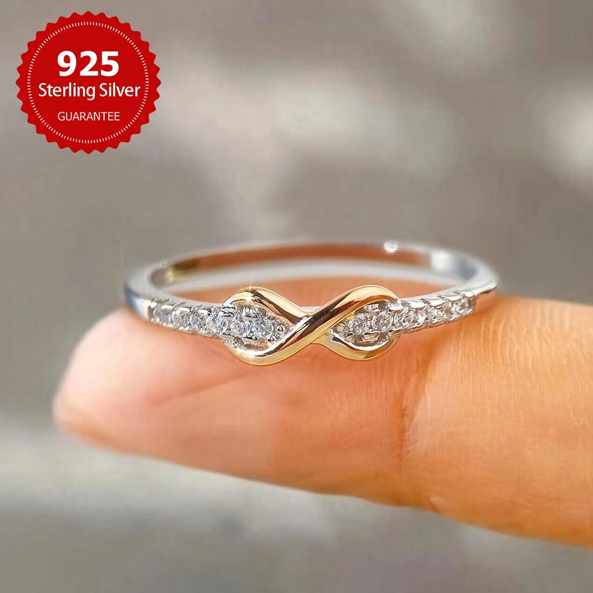 S925 Sterling Silver Wedding Ring Dainty Fresh Lucky 8 Loop Colorful Split Delicate Jewelry Gift for Women