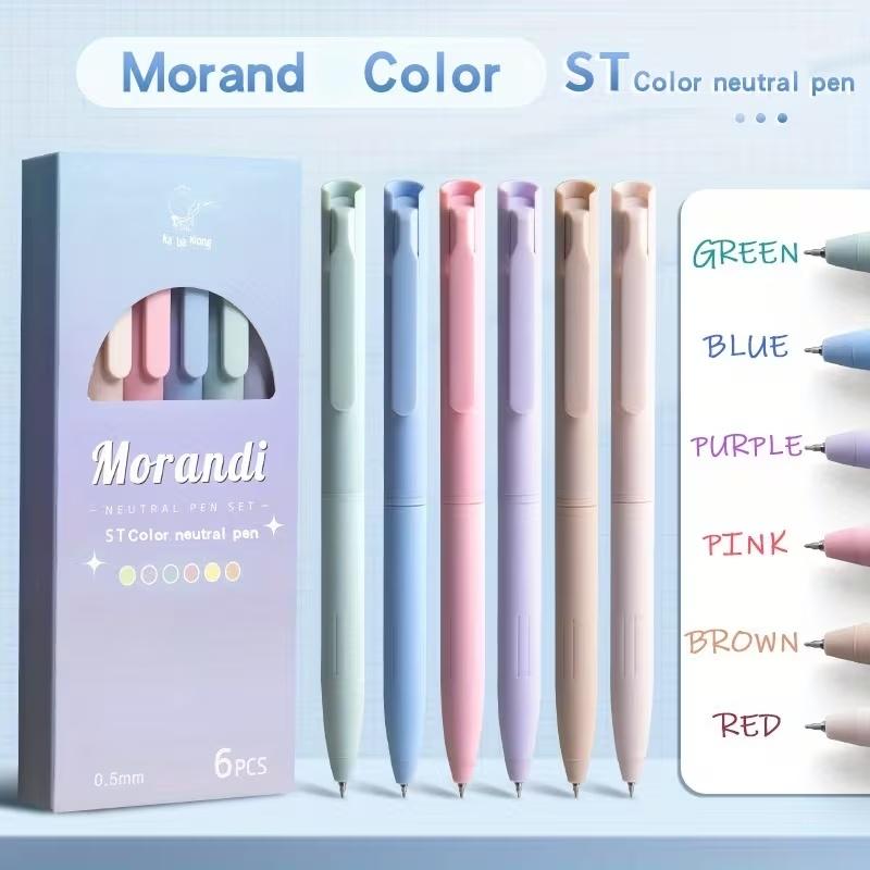 6/12/24pcs Morandi-coloured ballpoint pens with 0.5mm fine tips, Pen Set, ideal for note-taking and writing. Perfect office and study supplies, birthday presents, Christmas, Halloween, New Year gifts, and presents for friends! Easter gifts.