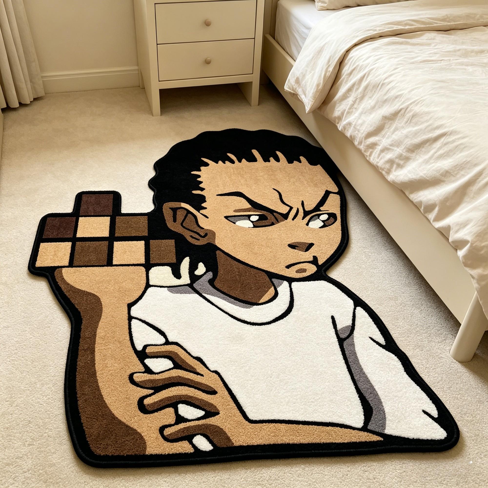 Cartoon Boy Arm Hugging Shape Rug, Creative Street Style Artistic Minimalist Washable Plush Carpet, Home Decor for Living Room Bedroom