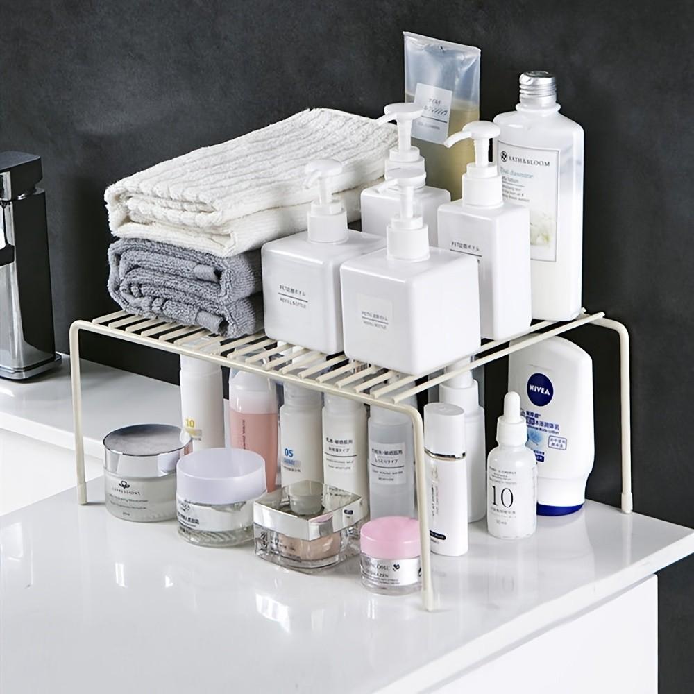 Expandable Metal Storage Rack for Kitchen Counter & Cabinet, Non-Slip Multi-Functional Organizer for Spices, Cookware and More, Sturdy Construction, Ideal Mother’s Day Gift