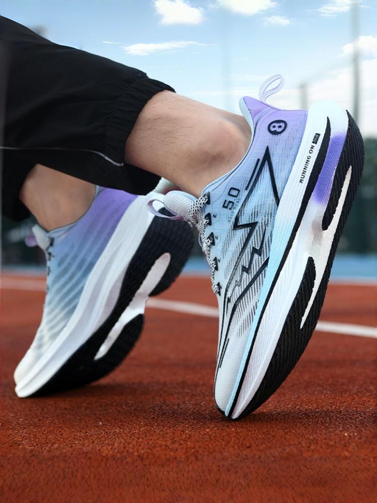 Unisex Black-Blue "5.0" Mesh Running Shoes: Full Palm Shock-Absorbing + Breathable Flyknit, Professional Marathon Sneakers