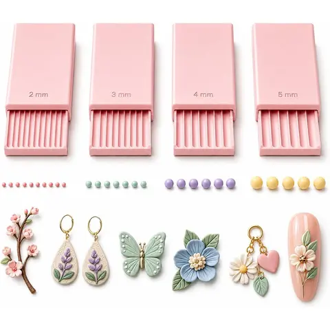 3D Print Clay Gel Ball Maker Tool, Nail Art Bead Roller for 3D Gel Flowers, with 2mm 3mm 4mm 5mm Grooves, Sphere Shaping Mold for Gel Flowers, Earrings, Jewelry, Charms and Miniature DIY Craft, DIY Manicure