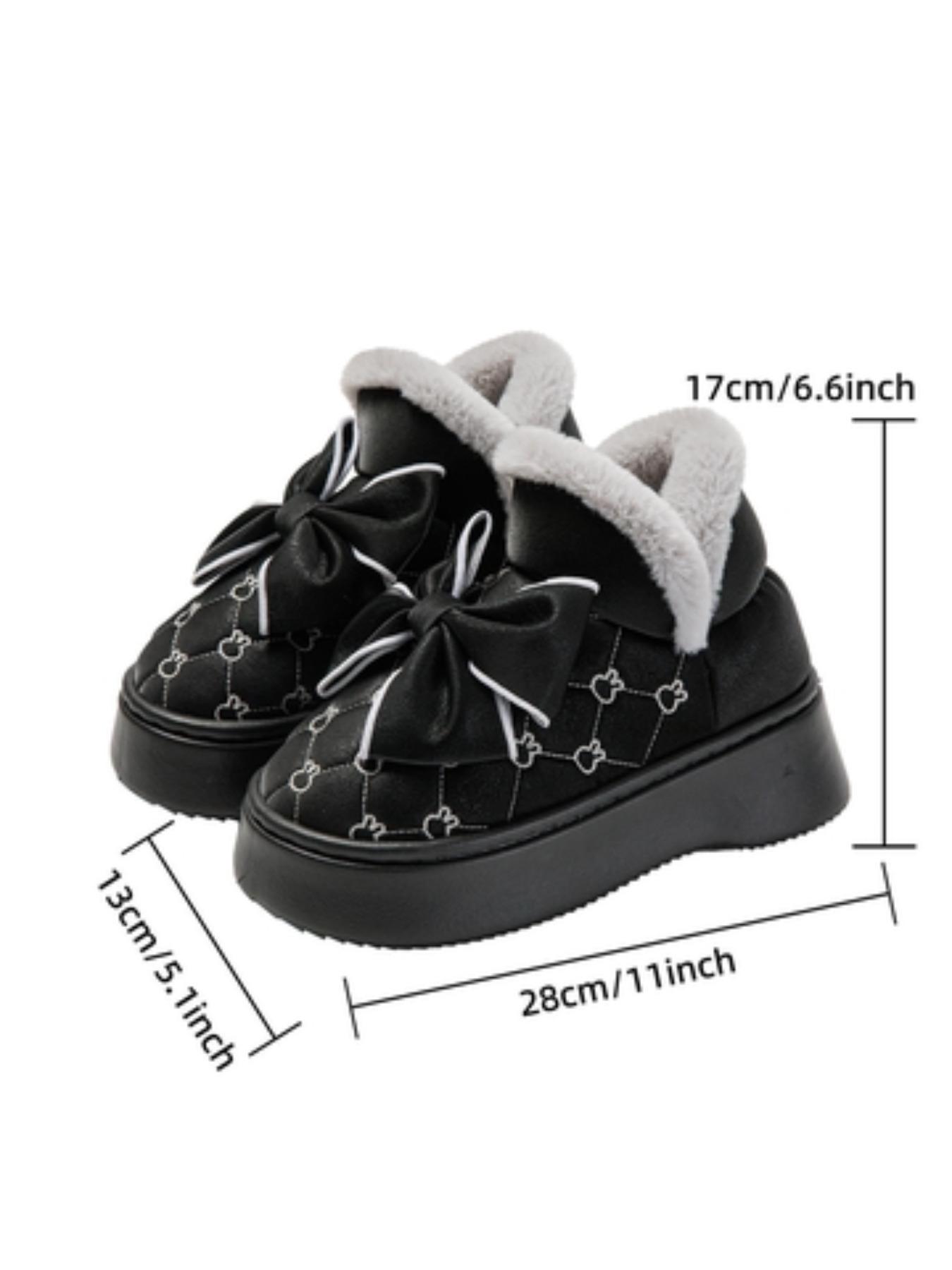Women's Cute Bowknot Design Plush Slippers, 2024 New Style Casual Soft Comfortable Home Slippers, Warm Slippers for Indoor & Outdoor Use for Fall & Winter, House Slippers
