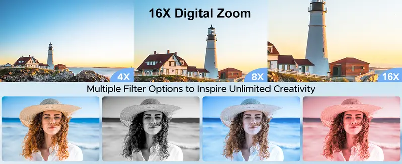 Product Introduction of Digital Camera Autofocus 50MP Vlogging Camera with 32GBSD Card 16x Digital Zoom Compact Camera, 2.8-inch Screen, Fill-in Light, Anti-Shake 4