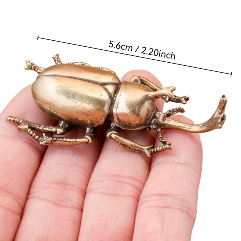 Vintage Bronze Beetle Miniature Figurine, Decorative Sculptures, Brass Insect Tea Pet, Indoor Outdoor Home Decor, Desktop Ornament, Collectible Item