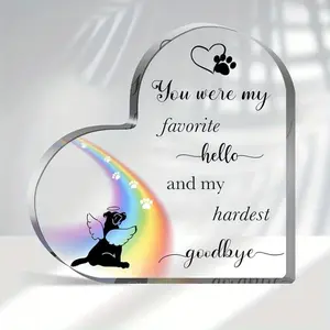 [Sympathy Condolence Heart Decor] Heartfelt Dog Memorial Gift - Acrylic Heart Decor Sign for Bereavement & Remembrance, Sympathy Condolence Keepsake