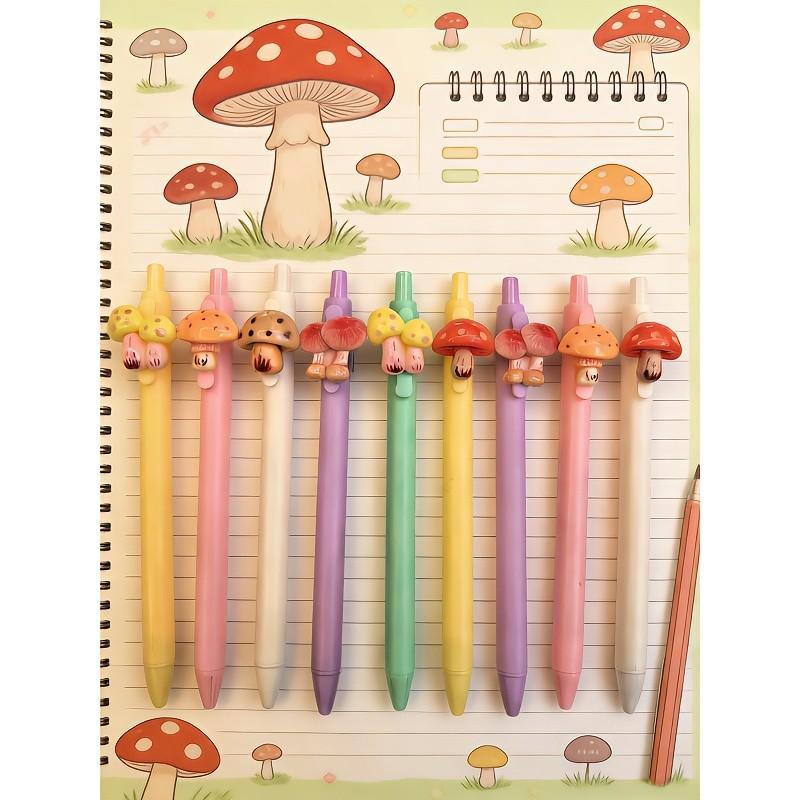 5/10 Pack Mushroom Series New Original High Aesthetic Cute Click Pen, Cartoon 0.5mm, Perfect for Office and School Supplies