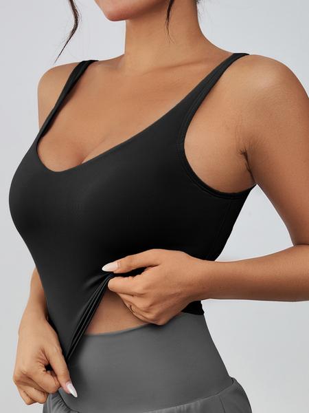 Women's Solid Sports Bra, Sporty Wide Strap Lingerie Top for Tennis Pickleball, Gym Clothes, Women's Athletic Clothing for Indoor Outdoor Wear