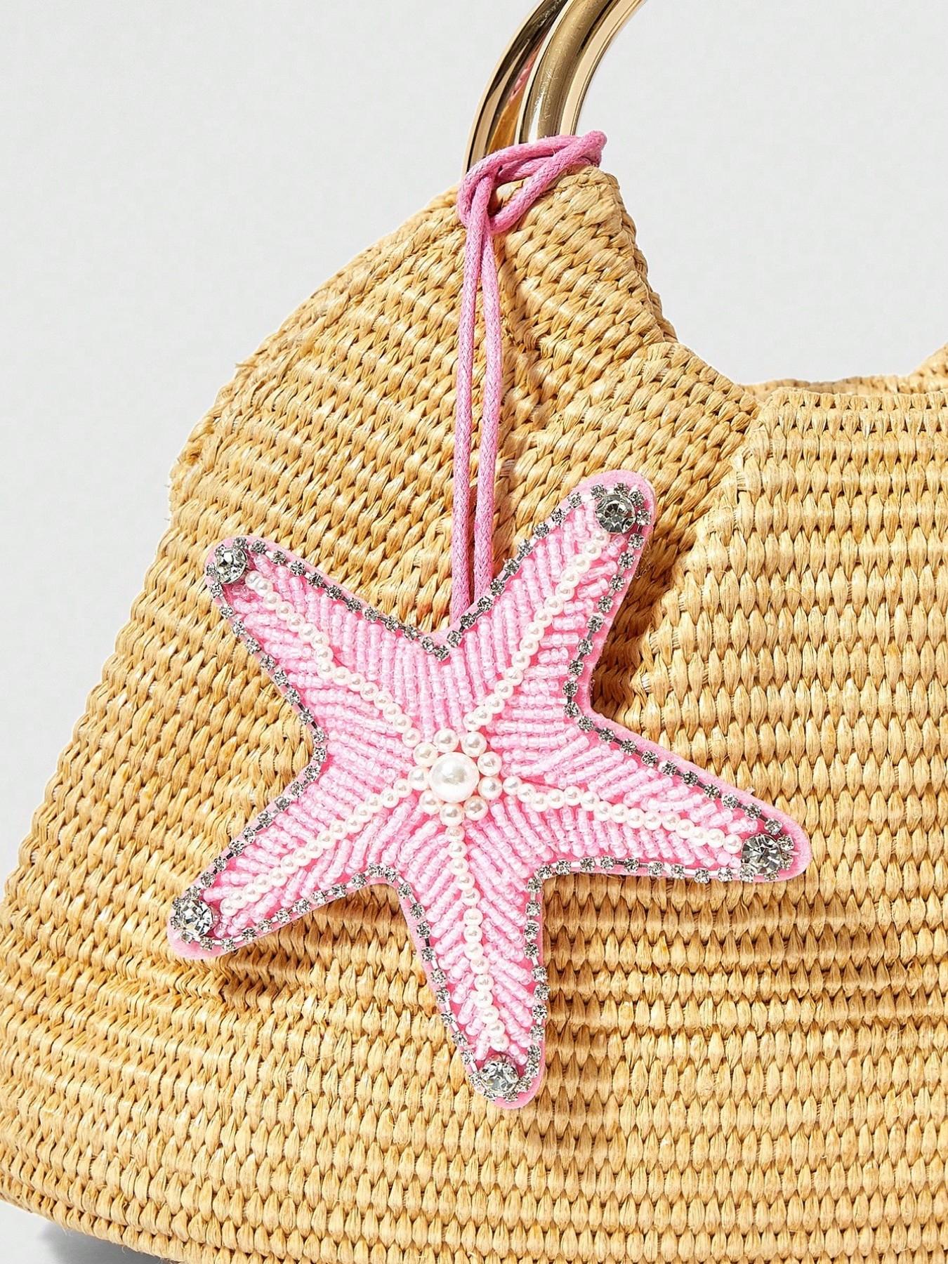 Handmade Pearl Shell Charm Pendant, Boho Style Keychain or Car Ornament, Perfect for Vacation Bags and Woven Handbags Decor, Charms For Bags