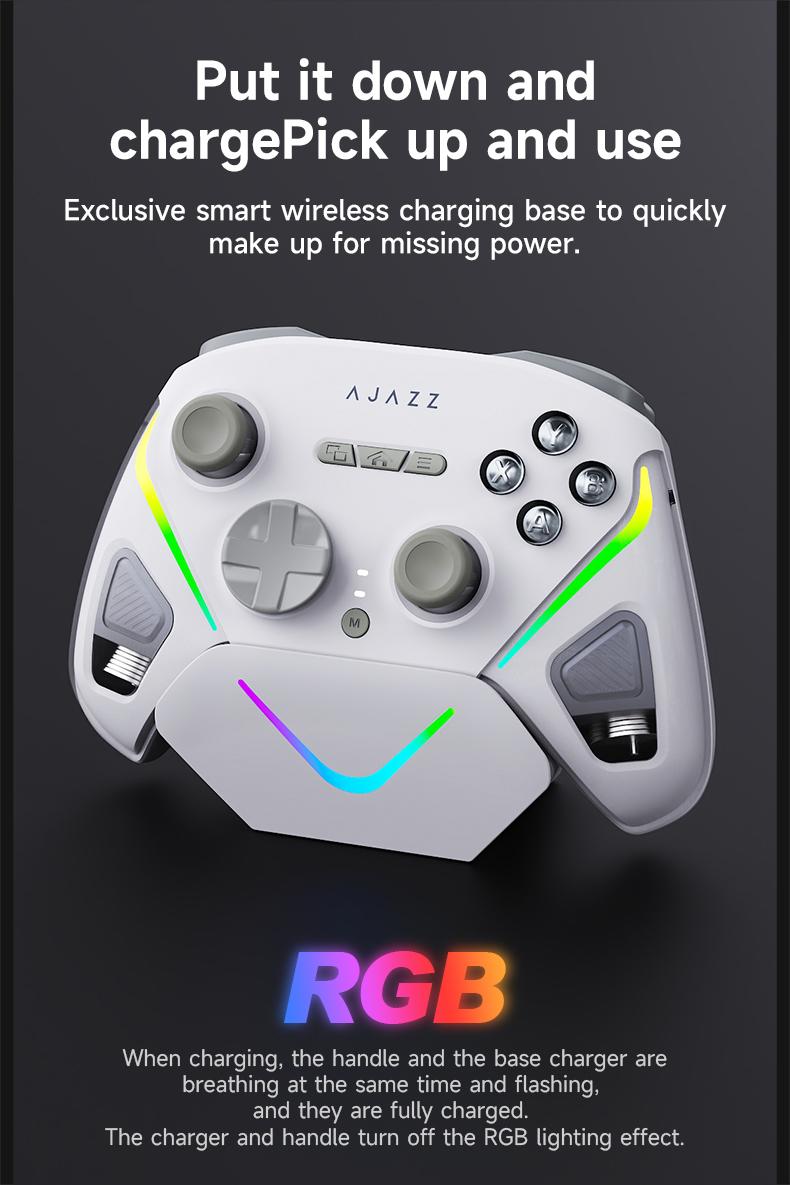 2026 GP100 Esports Controller AJAZZ Wireless Controller Gaming Controller Full Hall Linear Joystick Six Axis Sensory Hall Double Cut Trigger One Click Switching All Mechanical Buttons Delicate Vibration Macro Programming Key 1000 Hz Return Rate RGB
