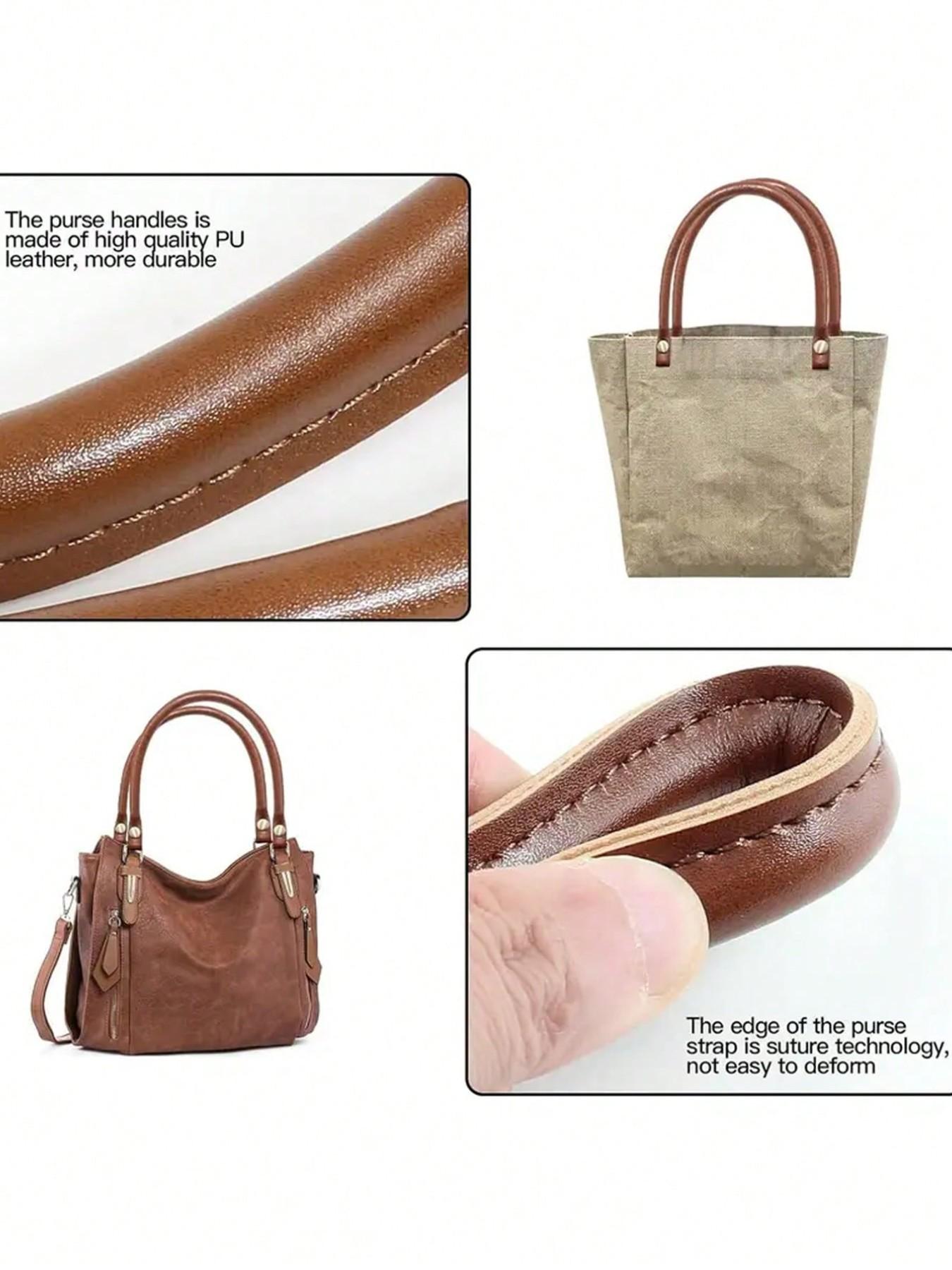 PU Handbag Shoulder Strap Replacement, Leather Handle, 40cm, Multifunctional, Easy Installation, Round Design, Perfect Gift for Craft Enthusiasts