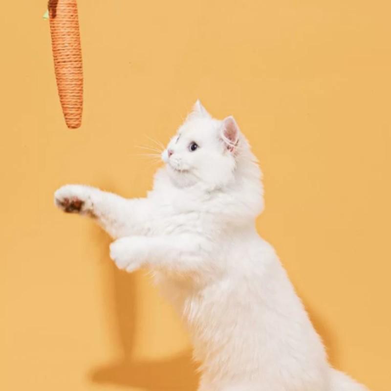 Cat Toy Self-Entertainment Carrot Chew Stick, Durable Bite Resistant Scratch Pad, Indoor Living Room Pet Supplies, Handmade Paper Rod Cat Game