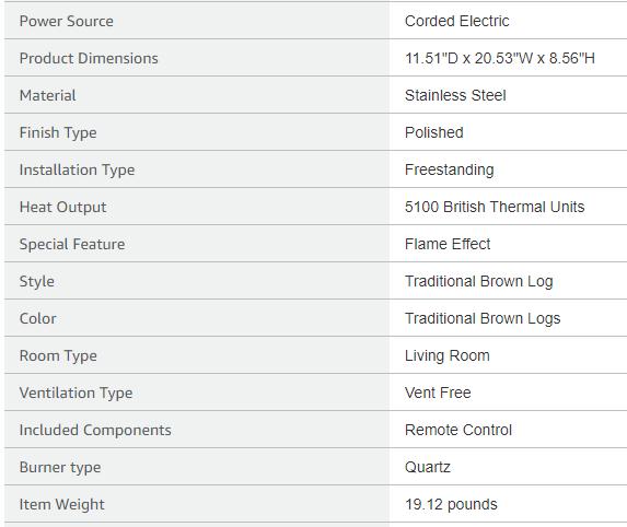 R.W.FLAME Electric Fireplace Insert Log Heater 21",750W/1500W Adjustable 5 Flame Brightness&Speed, Fireplace Insert with Realistic Ember Bed&Traditional Brown Log,Overheat Protection&Remote Control
