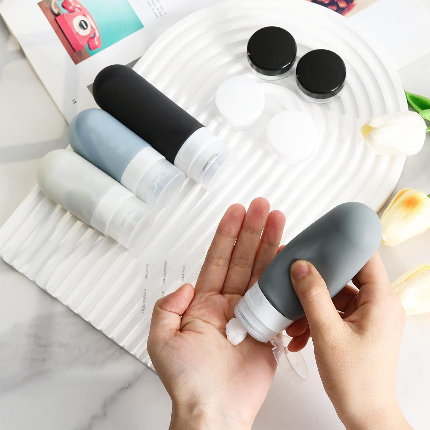 15-Piece Travel Dispenser Set, Silicone Toothbrush Holder, Leak-Proof Reusable Shampoo Conditioner Bottle, Essential Travel Accessories