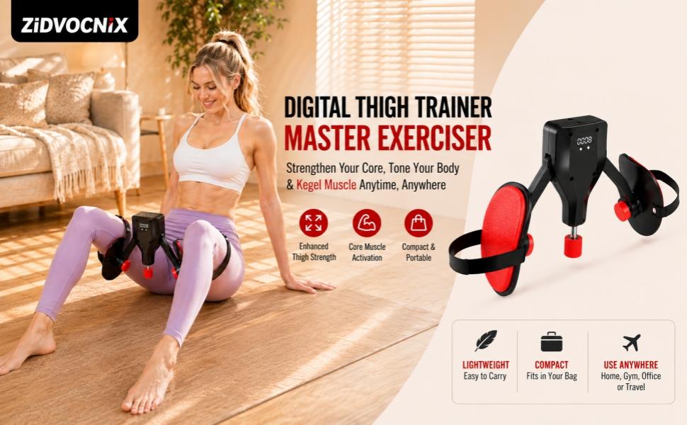 Thigh Trainer Master for Women & Men, Kegel Master & Pelvic Floor Trainer, Inner Thigh Exerciser, 22-77lbs Resistance, Glute & Hip Toner, Home Workout Equipment with Bands, Fitness for Home & Travel