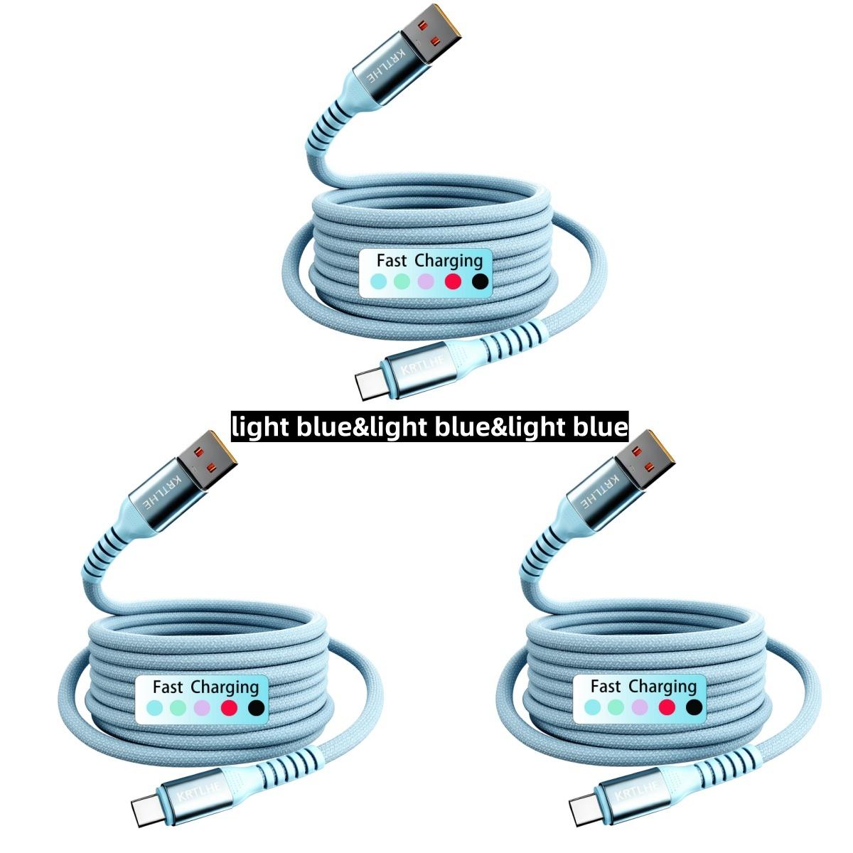 3pcs,60W Nylon Braided,Fast Charging USB-C Cable, High-Speed Data Sync, Durable Round Shape, Male to Male, 100.58cm/201.17cm, with USB to Type-C, for Xiaomi, Huawei, for SamSung, OnePlus, for VIVO, Oppo, for Infinix & other C-connected devices.