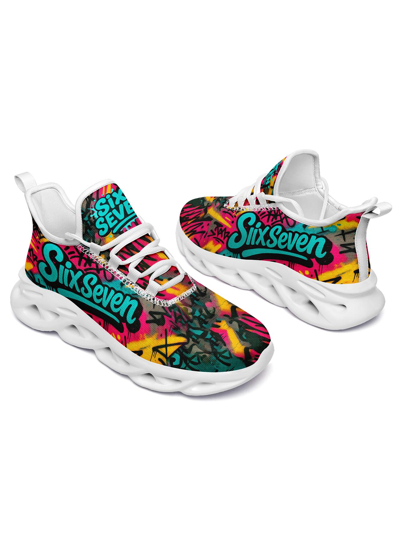 Stylish Women's SixSeven Breathable Athletic Shoes, Graphic Print Sneakers, Comfortable Lightweight Footwear, Fashionable Women's Sneakers for Gym Outings and Fitness-Inspired Wear