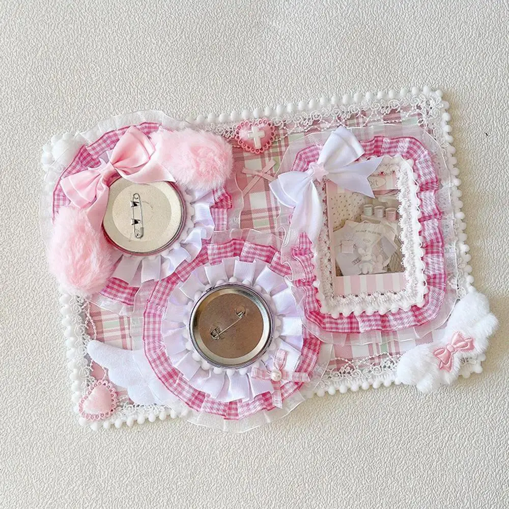 Itabag Anime Badge Holder Set Decor Kawaii Candy Fluffy Bunny Ribbon Lace Ita Bag Insert Board Badge Display Board Accessories