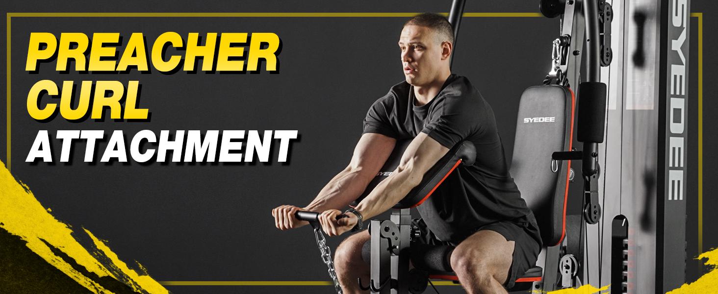 Home Gym, Multifunctional Home Gym Equipment, Home Gym Station with 150LBS Weight Stack, Exercise Equipment for Full Body Strength Training Lat Pulldown Machine SpringStatements