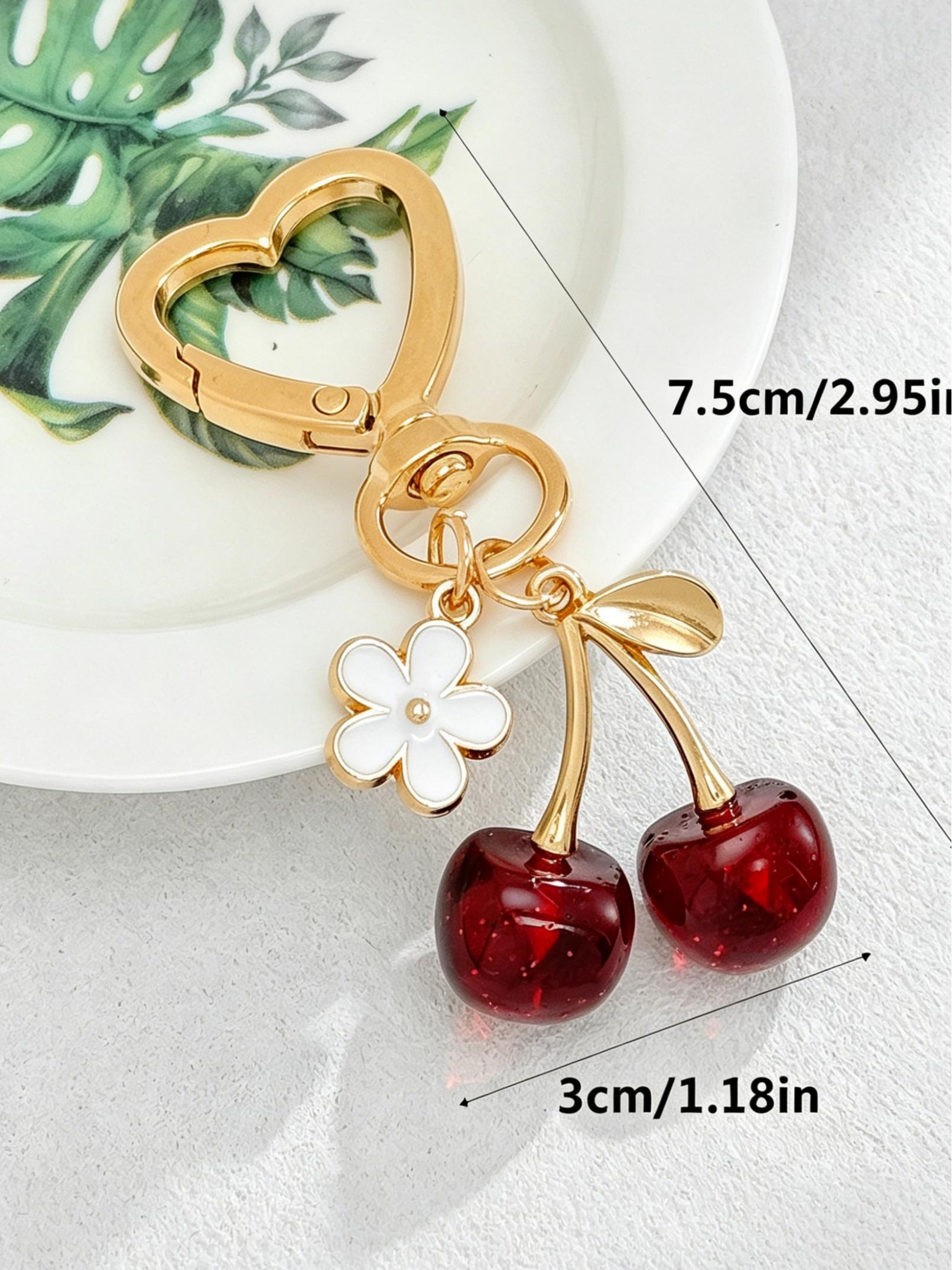 Chic Cherry Keychain Bag Charm, Alloy Material, Minimalist Design for Women's Accessories, Perfect Gift Idea, Keychain Pendant