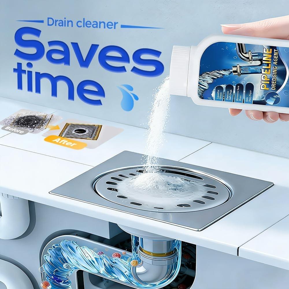 Strong Drain Cleaner for Kitchen, Fast Acting Drain Clog Remover, Powerful Grease Dissolver for Bathroom, Pipe Cleaning Solution for Homeowner