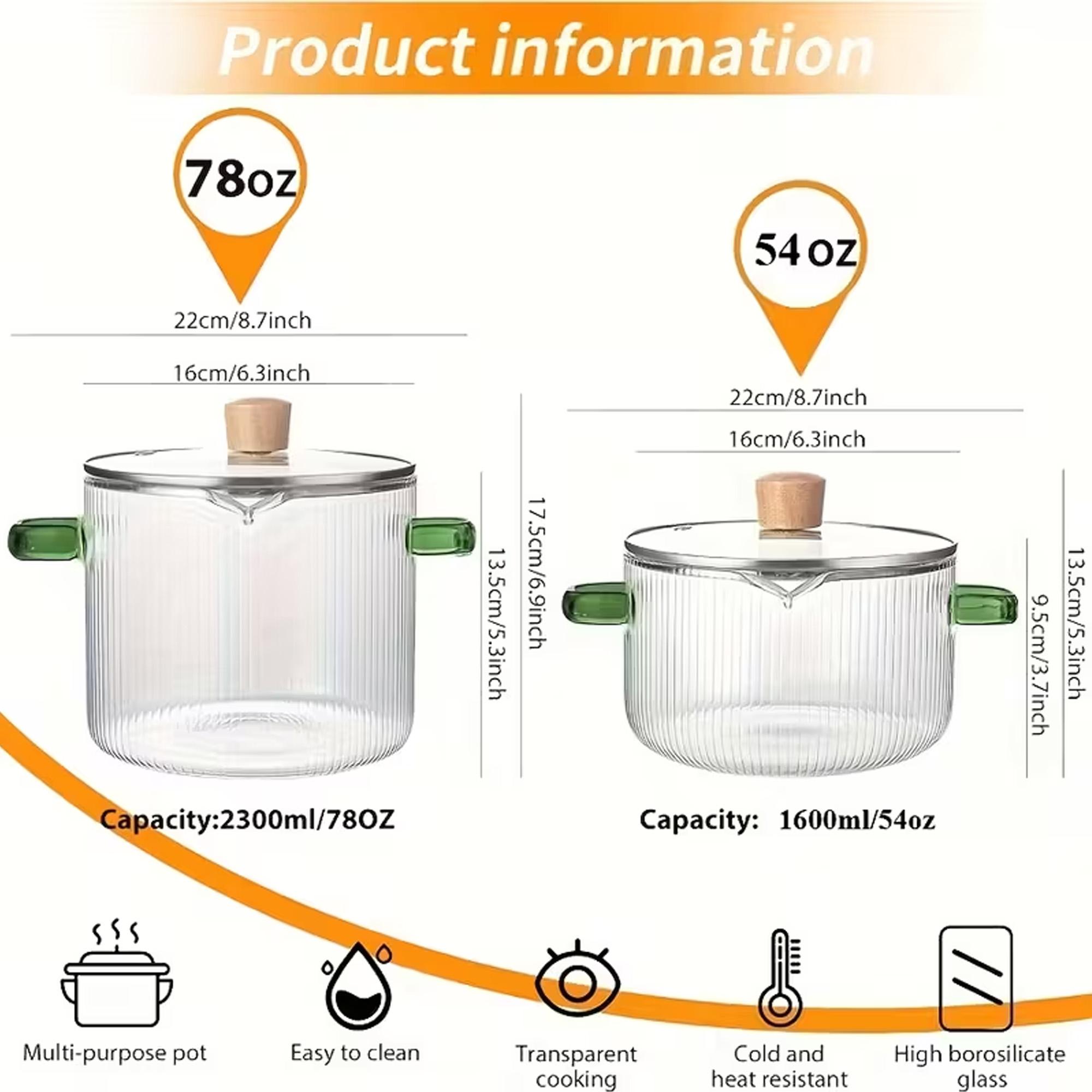 High Borosilicate Glass Dual-Ear Cooking Pot Set, Multifunctional Enamel Skillet, Healthy Meal Prep, Kitchen Cooking Cookware, Pots With Handles, High Quality Cookware, Kitchen, Restaurant, Outdoor Camping