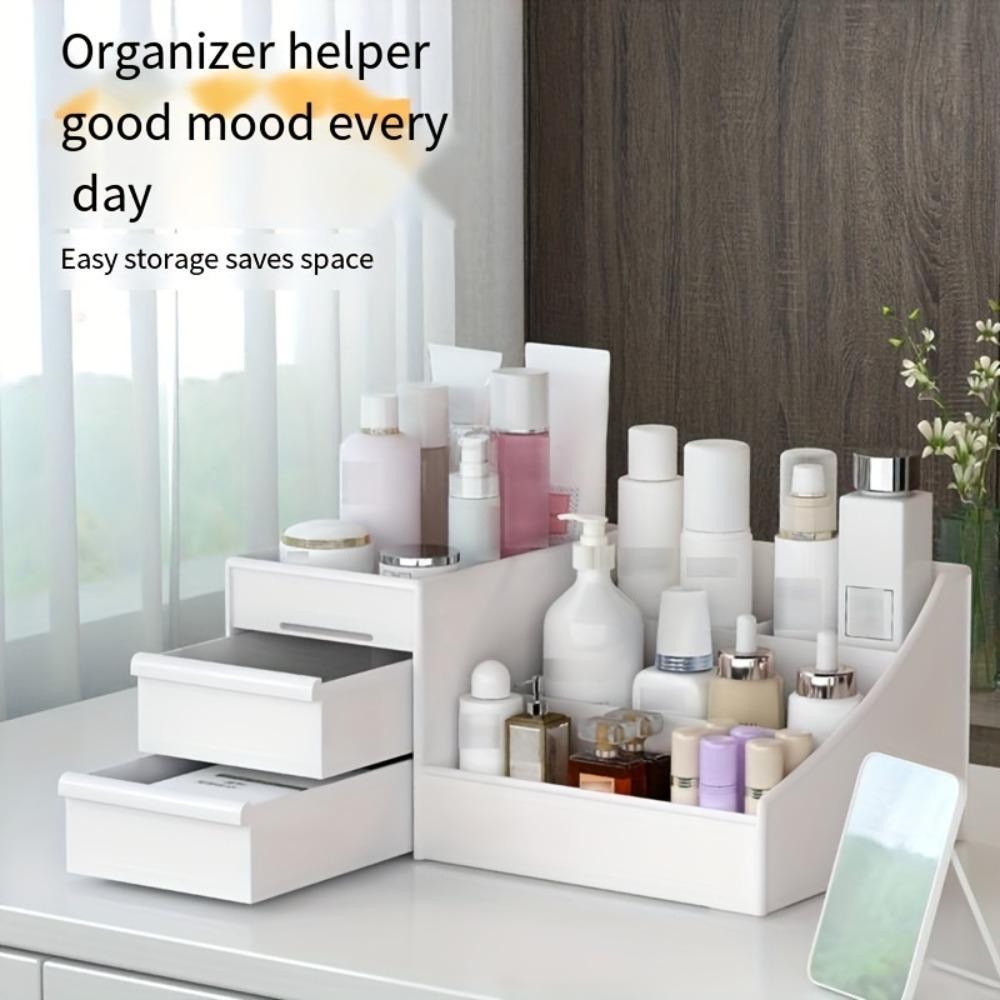 Bathroom Countertop Organizer - Cologne/Perfume Stand & Tray - Toothbrush & Brush Holder - Multi-Purpose Bathroom Shelf - Ideal Organizer for Grooming Essentials - Cosmetic Storage Box