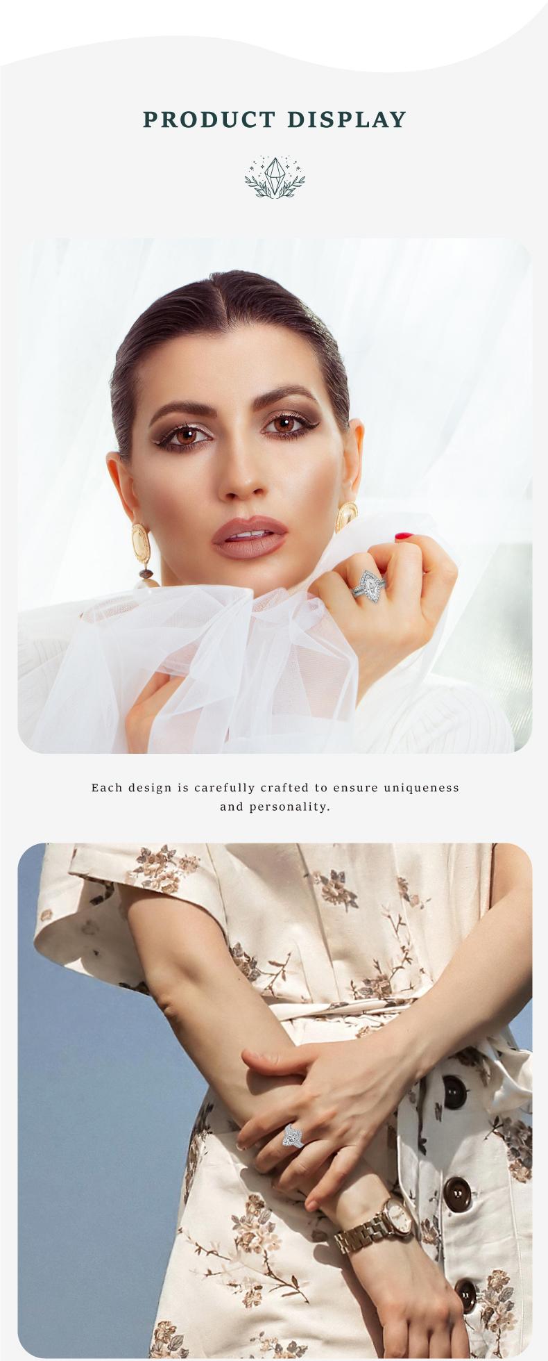 Moi Mart Eternal 2CT Marquise-Cut Synthetic Moissanite Wedding Ring, S925 Sterling Silver Bridal Jewelry Set, Perfect gift for Engagement, Anniversary, With gift box