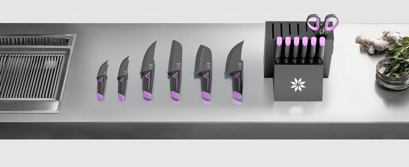 ASETY 15PCS Cyberpunk Knife Set from Future Kitchen Knife Set with Built-in Knife Sharpener Block, Stainless Steel Knife Block Set, Dishwasher Safe Mordern Knife Set, Elegant Box for gift