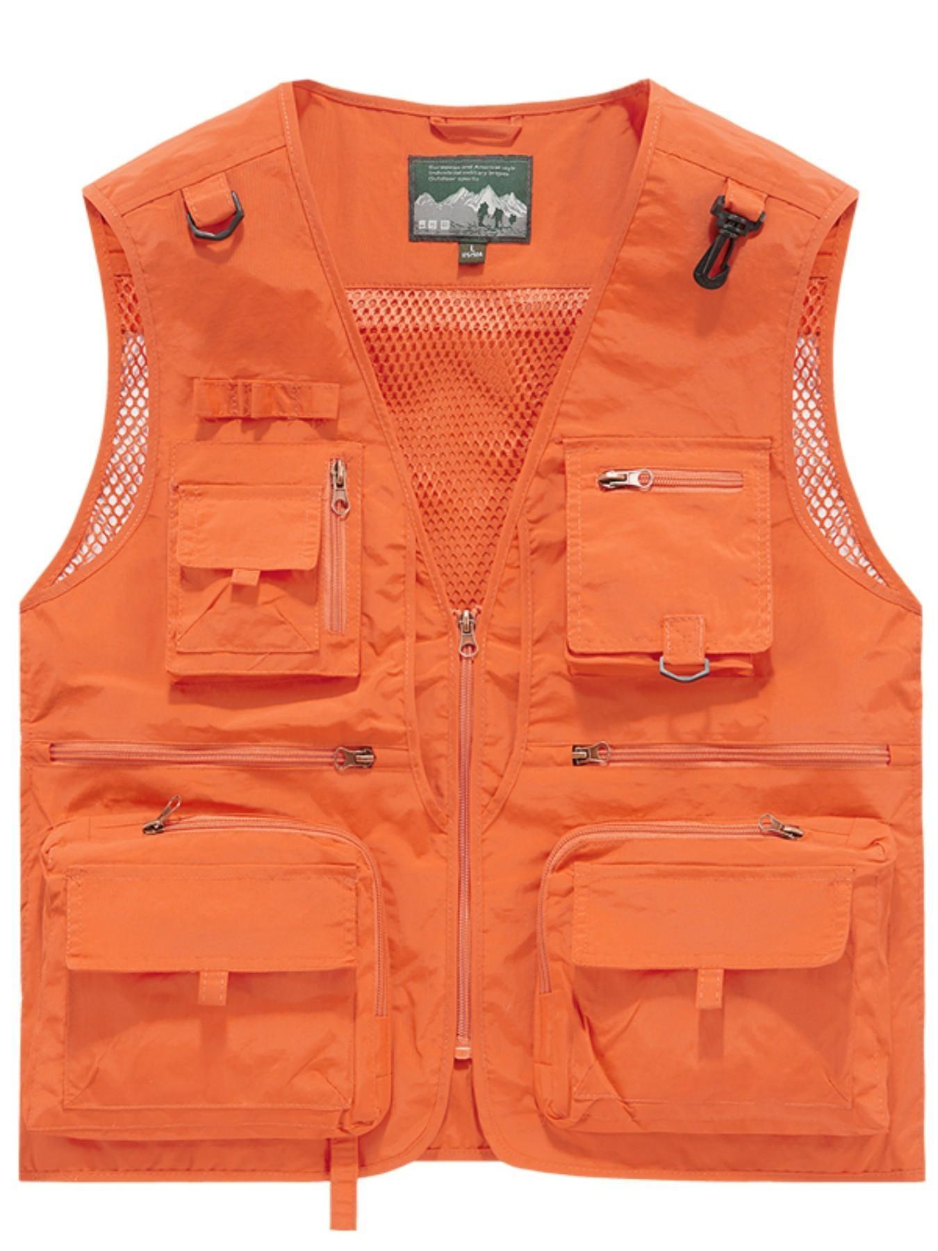 Men's Multifunctional Mesh Ventilated Vest, Outdoor Hiking Jacket, Multiple Pockets, Fishing Photography, Loose Fit, Summer Camping