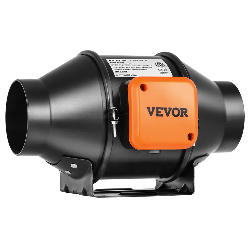 【toolupgrade】VEVOR 4-Inch Inline Duct Fan, 205 CFM Quiet EC-Motor Ventilation Fan with Boost Mode, PWM Temperature Humidity Control & Sensor, Energy-Efficient Compact Unit for Indoor Grow Tents
