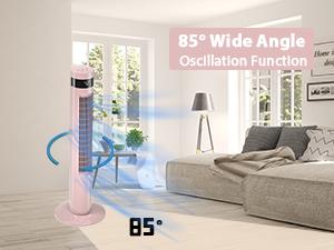 【NOT AC】Antarctic Star Tower Fan - Portable Electric Oscillating Fan with Remote Control, Quiet Operation, 3 Speed Settings & Timer Function. Bladeless Floor Standing Fan for Bedroom, Office & Indoor Use[No Cooling] (36 inch, Pink)
