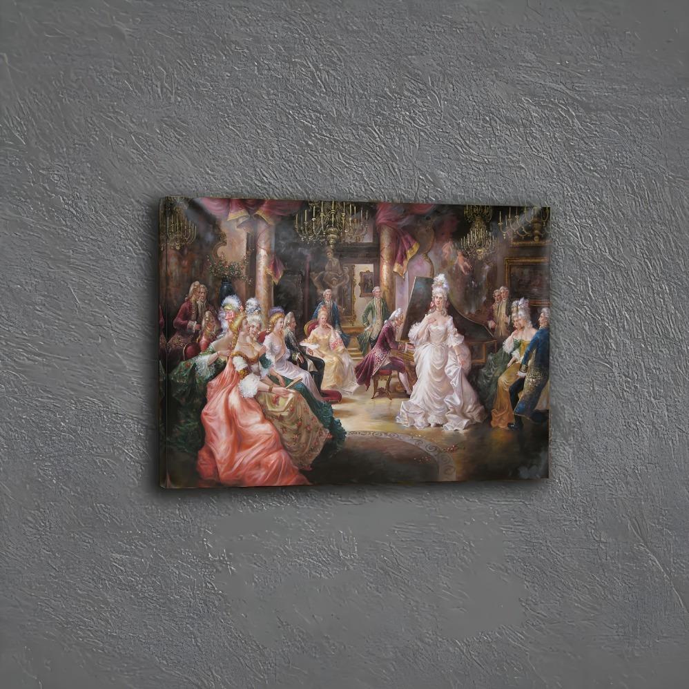 JIT 1pc Elegant Court Nobility Canvas Wall Art, Wooden Framed Tapestry Print for Living Room, Bedroom, Office Decor, Unique Gift for Weddings, Engagements, Housewarming