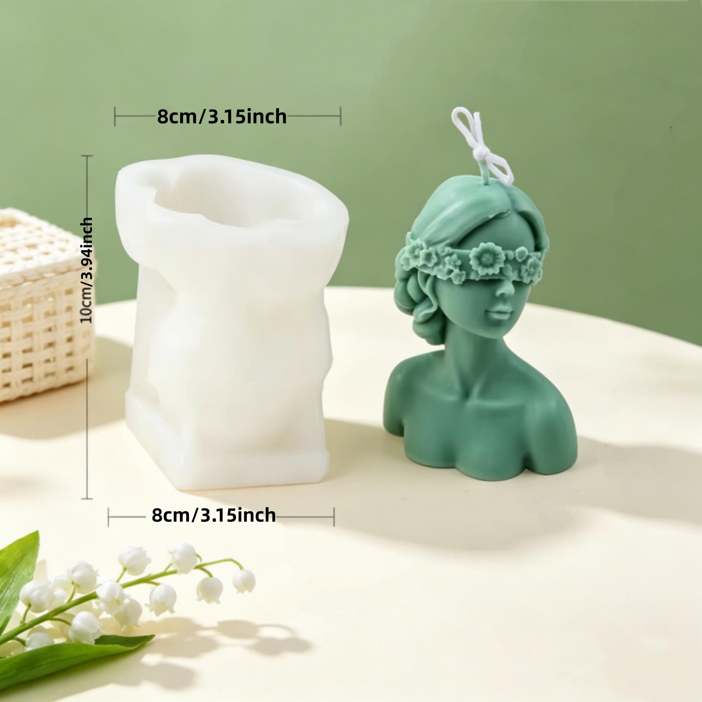 Nordic Style David Statue Candle Silicone Mold 3D Blindfolded Girl Candle Mold Half-length Figure Soap Mould European Gypsum Sculpture Mold Art Living Room Decor