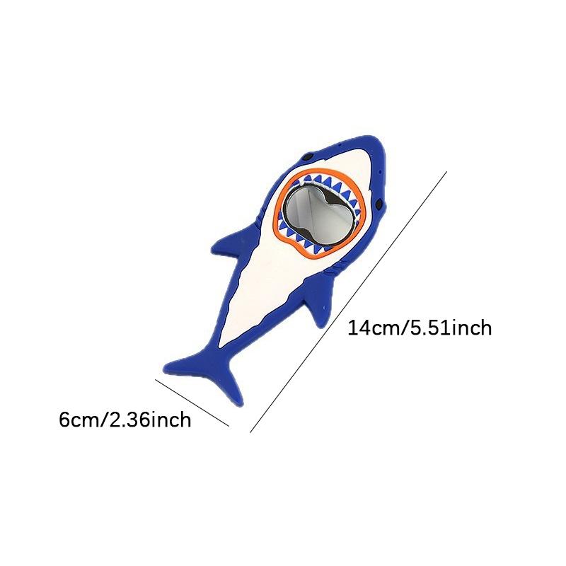 Ocean Shark PVC Soft Rubber Bottle Opener, Creative Beer Soda Silicone Opener, Durable and Easy-To-Use Design, Perfect for Parties and Home Use