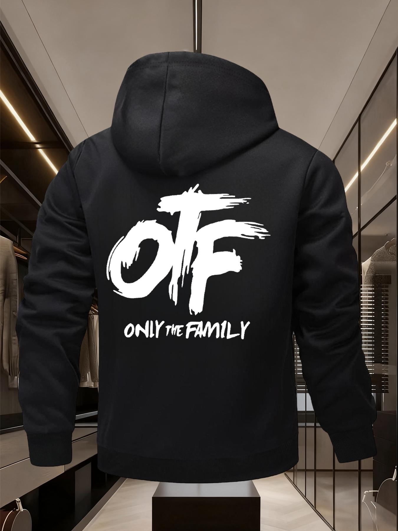 Otf Fleece-Lined Hoodie Zipper Sweatshirt, Street Graffiti Print Lamb Wool Warm Trendy Jacket, Casual Winter Fitted Outerwear, Hot Trending Hoodies