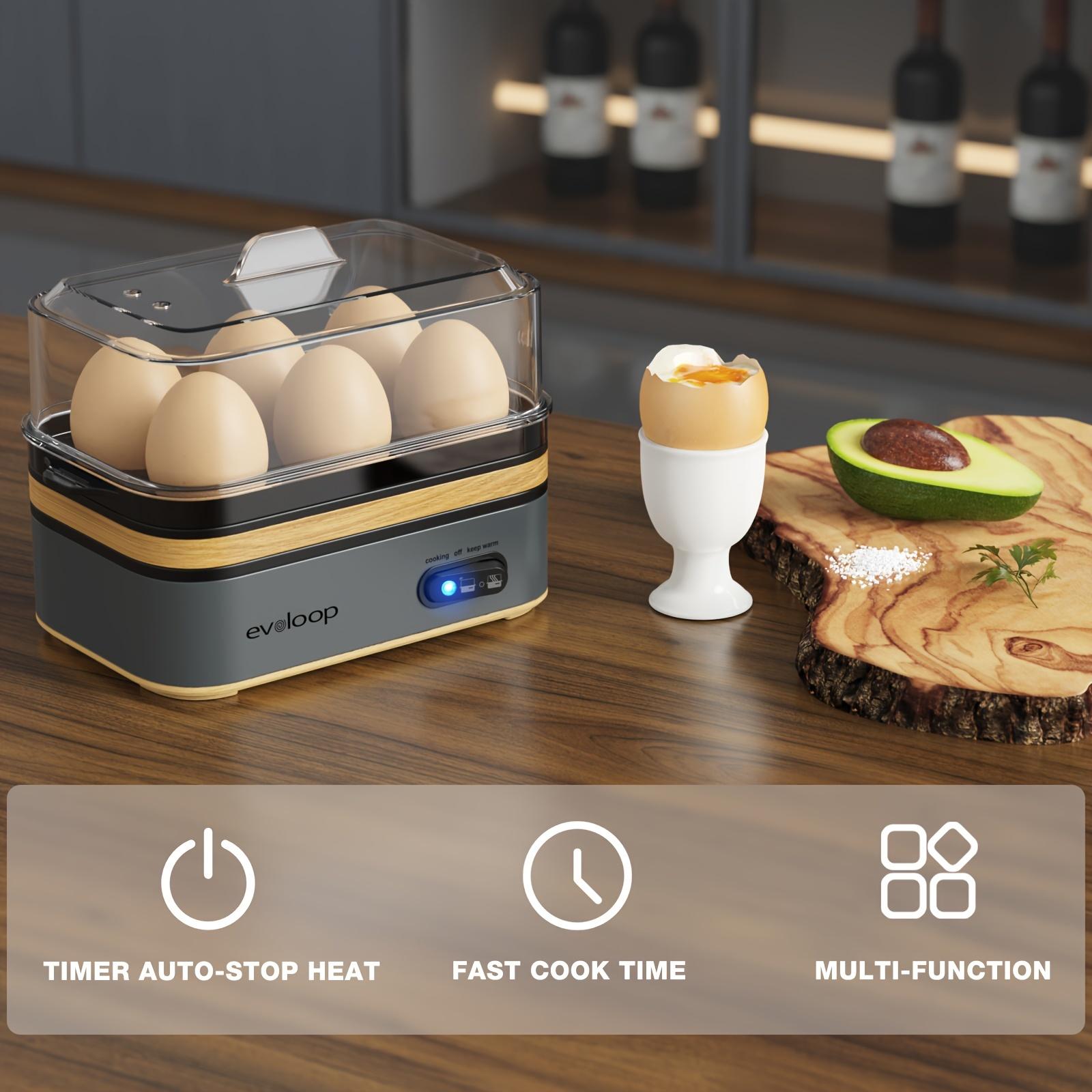 EVOLOOP Rapid Egg Steamer - 6-Egg Capacity, BPA-Free Stainless Steel with Clear Tritan Lid, 400W Electric Egg Cooker for Hard Boiled, Poached, Scrambled, or Omelette, Includes Measurement Cup & 2 Poaching Trays, Auto Shut Off EVOLOOP Rapid Egg Steamer - 6-Egg Capacity, BPA-Free Stainless Steel with Clear Tritan Lid, 400W Electric Egg Cooker for Hard Boiled, Poached, Scrambled, or Omelette, Includes Measurement Cup & 2 Poaching Trays, Auto Shut Off